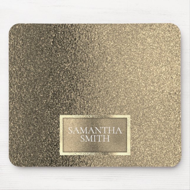 Anpassningsbar Elegant Metallic Guld Glitter Musmatta (Framsidan)