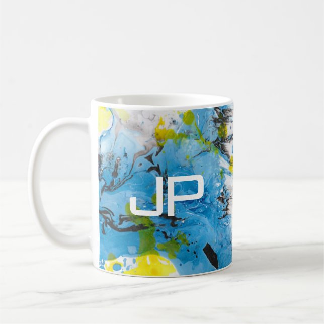 Anpassningsbar Elegant Modern Abstrakt Art Blue Gu Kaffemugg (Vänster)