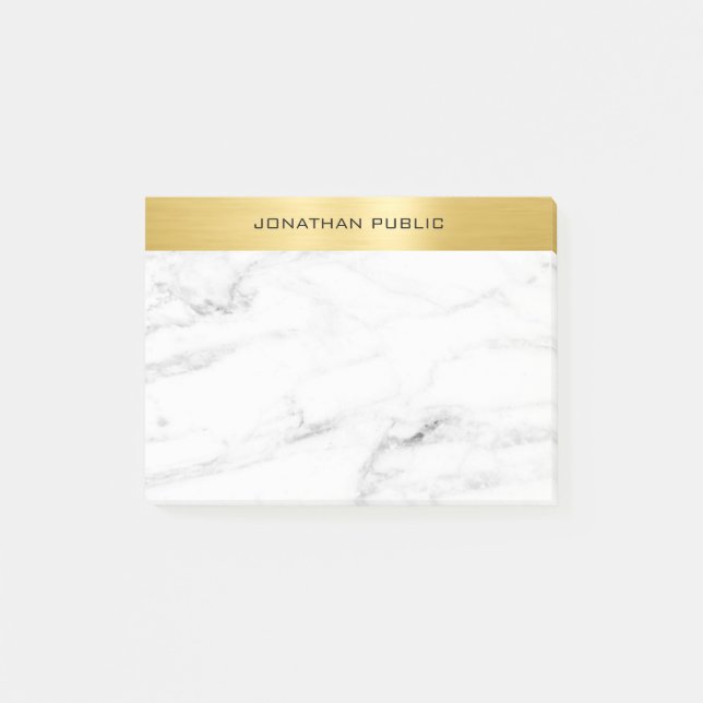 Anpassningsbar Elegant Modern marble Guld-mall Post-it Block (Framsida)