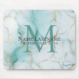 Anpassningsbar Elegant Monogram Aqua Marble Musmatta