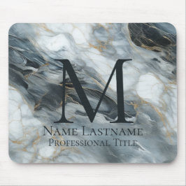 Anpassningsbar Elegant Monogram Blue Grått Black M Musmatta