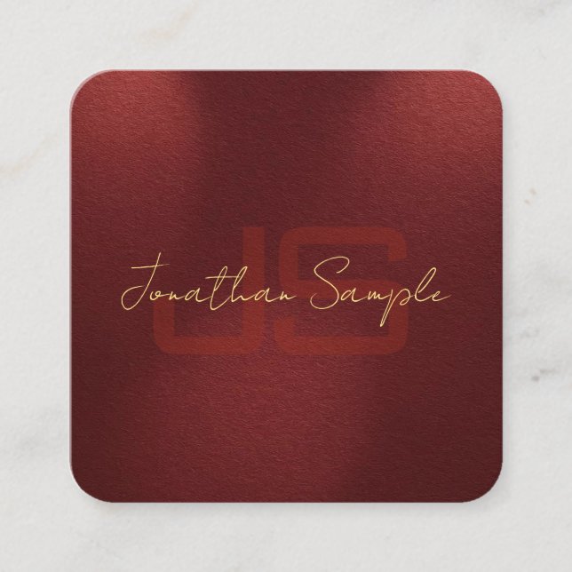 Anpassningsbar Elegant Monogram Initialer Guld Tit Fyrkantigt Visitkort (Framsida)