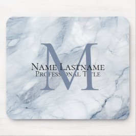 Anpassningsbar Elegant Monogram Light Blue Marble Musmatta