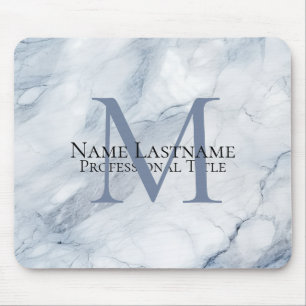 Anpassningsbar Elegant Monogram Light Blue Marble Musmatta