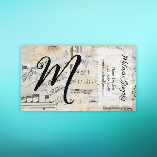Anpassningsbar Elegant Monogram Music Teacher Blom Visitkort