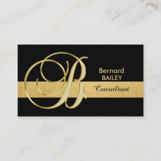 Anpassningsbar Elegant Monogrammed Guld Black Init Visitkort