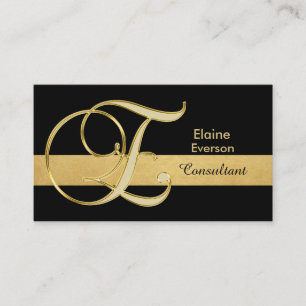 Anpassningsbar Elegant Monogrammed Guld Black Init Visitkort