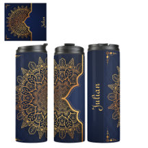 Anpassningsbar Elegant Mörk blått Faux Guld Mandal