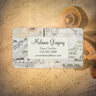 Anpassningsbar Elegant Music Piano Teacher Blommig Visitkort