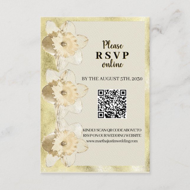 Anpassningsbar elegant narcissus blomma med guldra tilläggskort (Framsida)