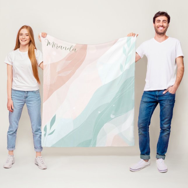 Anpassningsbar Elegant Peach och Mint Minimalist-A Fleecefilt (På plats)