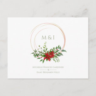 Anpassningsbar Elegant Poinsettia Juli Bröllopsfes Vykort