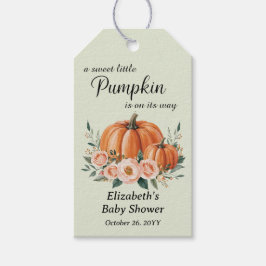 Anpassningsbar Elegant Pumpkin Blommigt Baby Showe Presentetikett