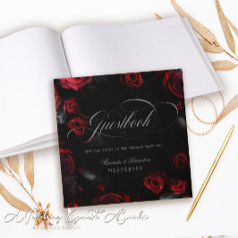Anpassningsbar Elegant Red and Black Blommigt Bröl Gästböcker