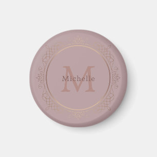 Anpassningsbar Elegant Ro Guld Monogram-mall Magnet