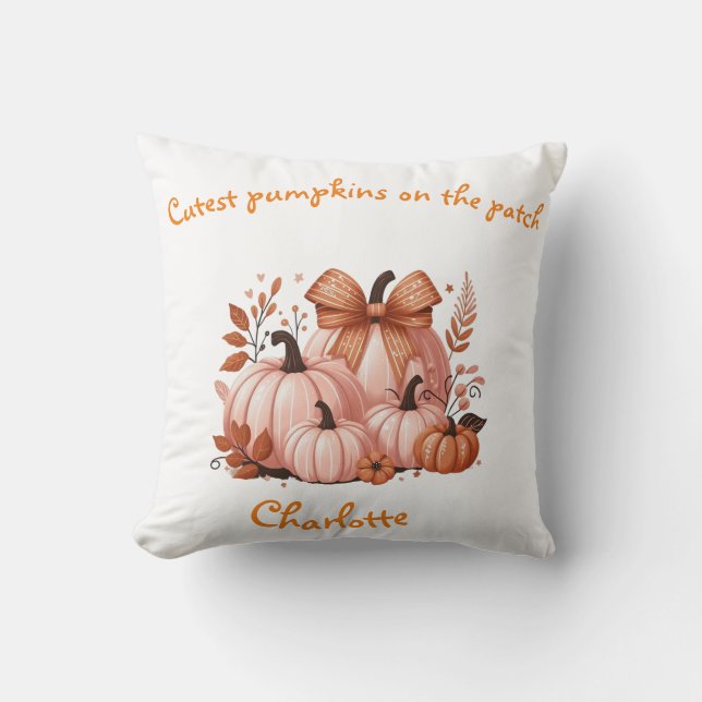 Anpassningsbar Elegant rosa fall Pumpkins, coquett Kudde (Framsida)