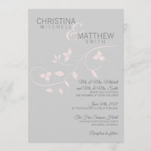 Anpassningsbar Elegant  Rosa Grått Löv Bröllop