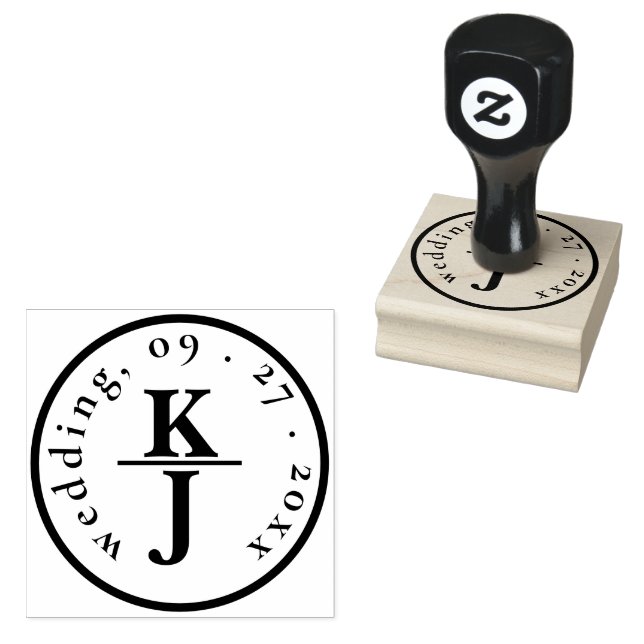 ANPASSNINGSBAR | ELEGANT RUNDA GRÄNS MONOGRAM BRÖL STÄMPEL (Stämplad)