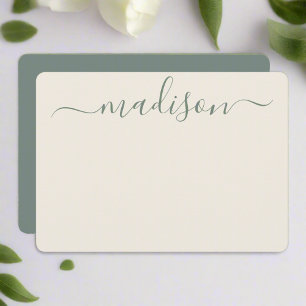 Anpassningsbar Elegant Sage Grönt Typography Namn Anteckningskort