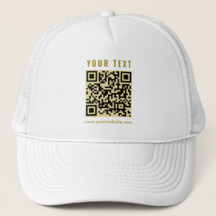 Anpassningsbar Elegant Scan Me QR-kodmall Guld Whi Keps