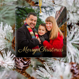 Anpassningsbar Elegant Script 2-sidig fotojulkamer Julgransprydnad Keramik