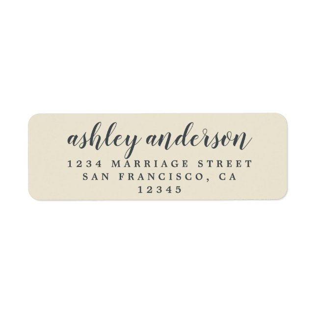 Anpassningsbar Elegant Script Antique White-Retura Returadress Etikett (Framsidan)