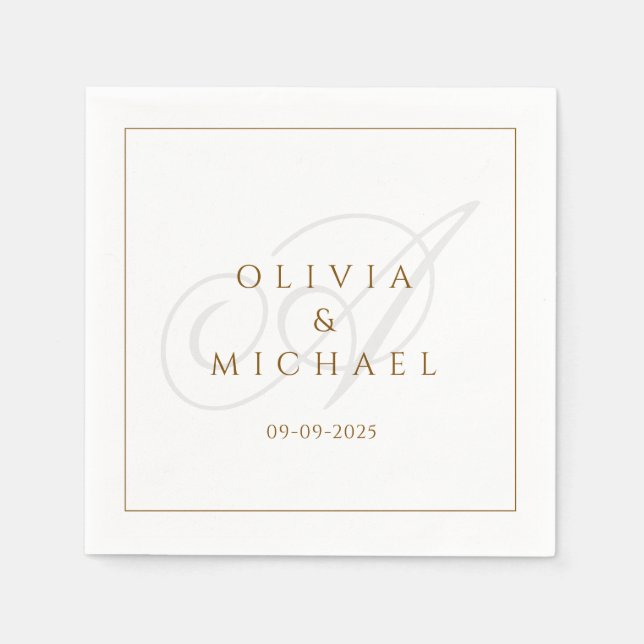 Anpassningsbar Elegant Script Bröllop Napkins-Vint Pappersservett (Framsidan)