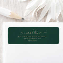 Anpassningsbar Elegant Script Emerald Grönt Namn A Returadress Etikett
