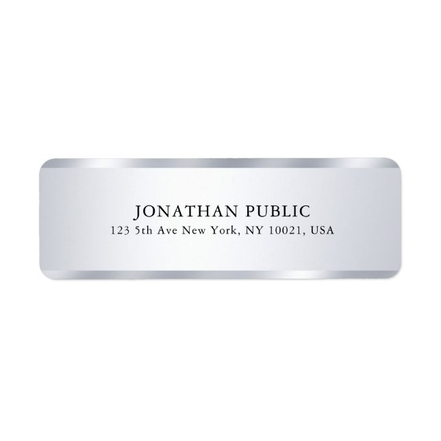 Anpassningsbar Elegant Silver ser modern enkel mal Returadress Etikett (Framsidan)