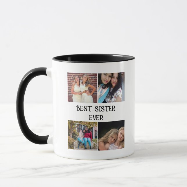 ANPASSNINGSBAR ELEGANT SISTER 4 FOTOKOLLAGE MUGG (Vänster)