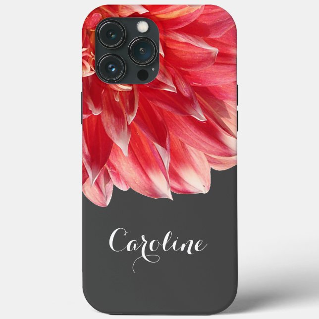 Anpassningsbar Elegant Summery Coral Red Dahlia Fl (Baksida)
