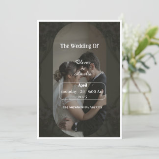 "Anpassningsbar elegant svart och brun bröllopsinb Inbjudningar