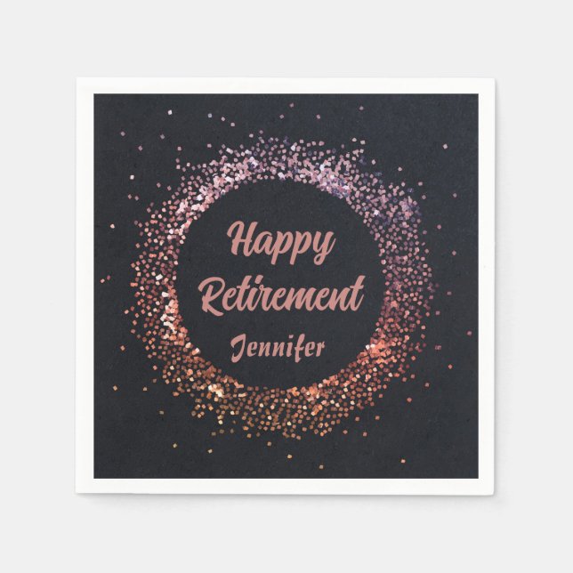 Anpassningsbar Elegant Svarta Ro-Guld-Lycklig vid  Pappersservett (Framsidan)