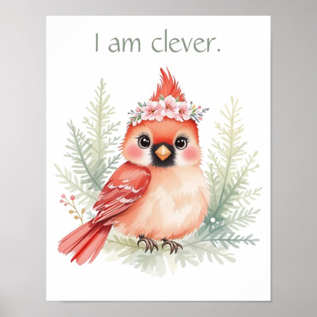 Anpassningsbar Elegant Sweet Red Cardinal Woodland Poster (Framsidan)