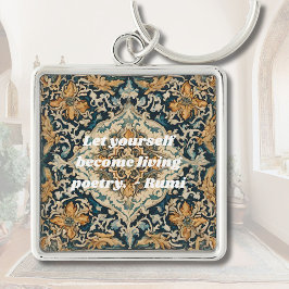 Anpassningsbar Elegant Tile Mönster Persian Gifts  Fyrkantig Silverfärgad Nyckelring