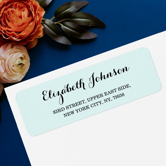 Anpassningsbar Elegant Turkos Aqua Blue Returadres Returadress Etikett (Custom Elegant Turquoise Aqua Blue Return Address Label)
