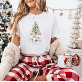 Anpassningsbar Elegant Vattenfärg Julgran T Shirt