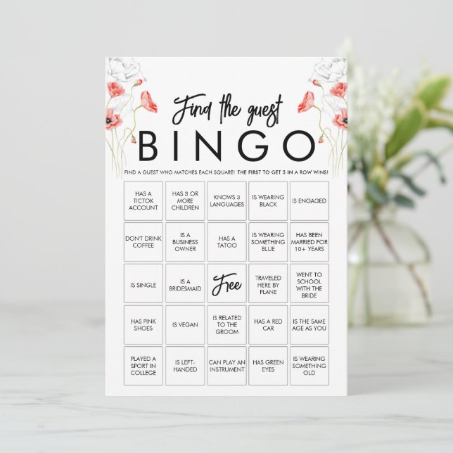 Anpassningsbar elegant vildblomma Bingo spelkort Inbjudningar (Stående Fram)