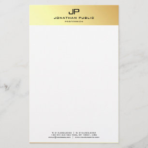 Anpassningsbar Elegant Vit modern Guld-mall Brevpapper