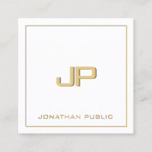 Anpassningsbar Eleganten Textmall Guld Monogram Fyrkantigt Visitkort