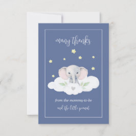 Anpassningsbar Elephant Blue Baby Shower - tack va Kort