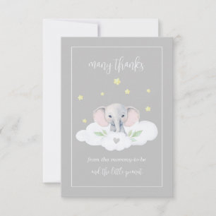 Anpassningsbar Elephant Grått Baby Shower - tack v Kort