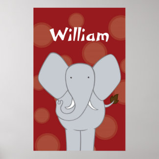 Anpassningsbar Elephant Nursery Art Boy eller Girl Poster