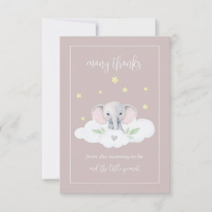 Anpassningsbar Elephant Rosa Baby Shower - tack fö Kort