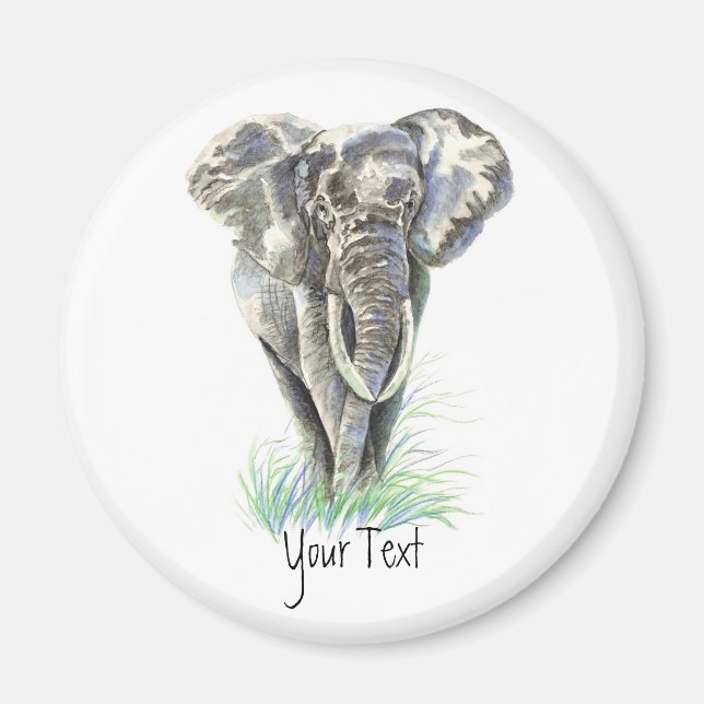 Anpassningsbar Elephant-Watercolor Animal Collecti Magnet (Framsidan)