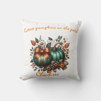 Anpassningsbar Emerald fall elegant Pumpkins, coqu Kudde