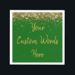 Anpassningsbar Emerald Grönt & Guld Glitter Födels Pappersservett<br><div class="desc">personlig söt 16 papper napkin,  personlig 15:e 16:e serviette,  bröllopscocktail hen do,  quinceanera mis quince for her,  par rehearsal middag vow-förnyelse,  dotters möhippa high school,  son College student pojke,  25:e årsdagen 30:e femtioårsjubileet,  flicka bachelorette helg night 18. 20:e hustru make studenten</div>