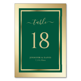 Anpassningsbar Emerald Grönt och Guld Bröllop Bord Bordsnummer