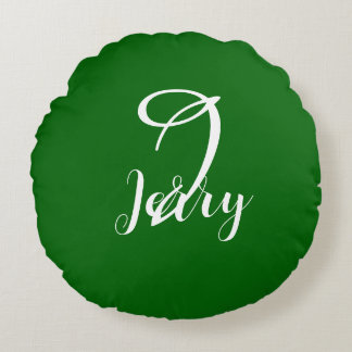 Anpassningsbar Emerald Grönt Pillow Rund Kudde