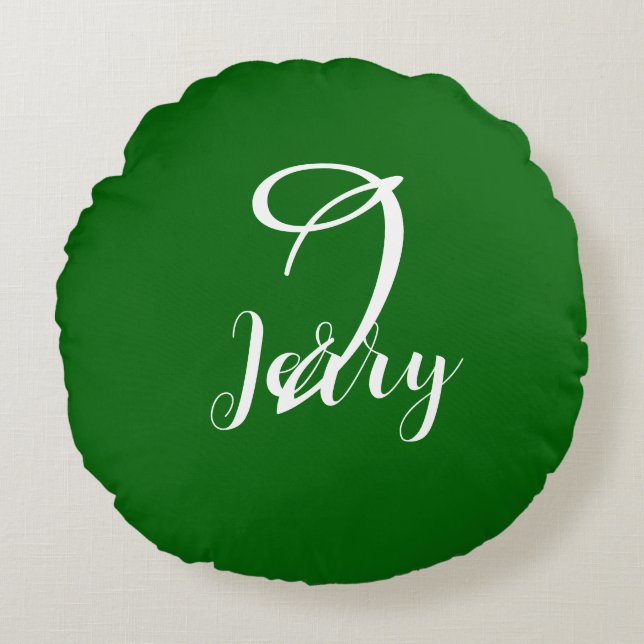 Anpassningsbar Emerald Grönt Pillow Rund Kudde (Framsidan)